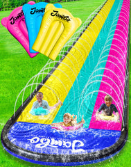 JAMBO XL slip-splash slide side view shows three lanes for backyard family fun
