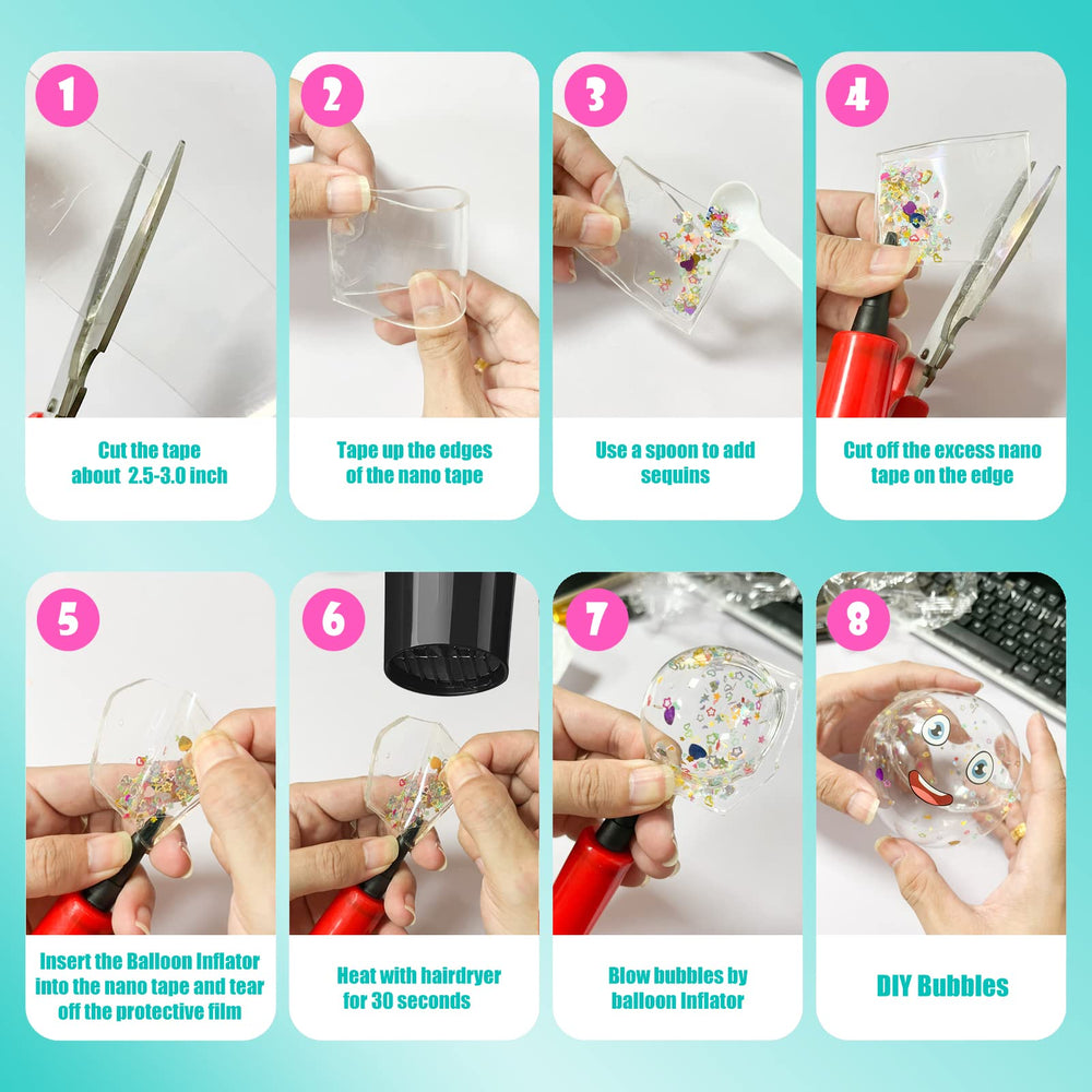 JANESVISSY Nano Tape Bubble Kit balloon inflator speeds up simple craft time