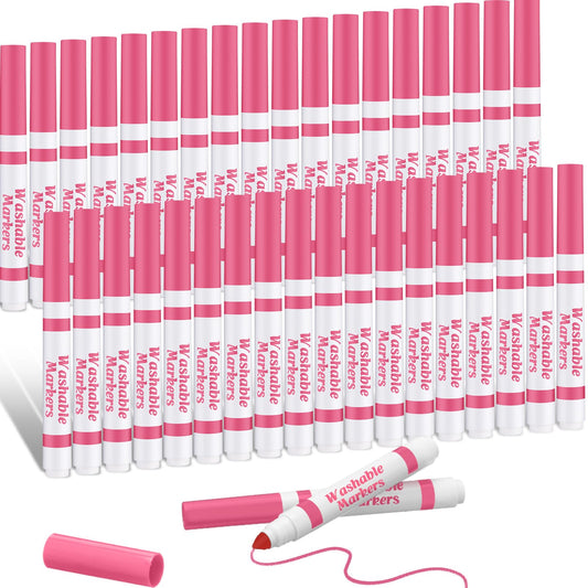 Janjaugh 36 pink washable markers bulk pack for kids, vibrant color and easy cleanup.