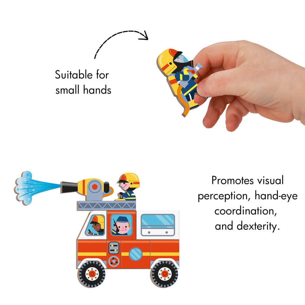 Janod Magnéti'Book Firefighters travel storage box for tidy on-the-go play.