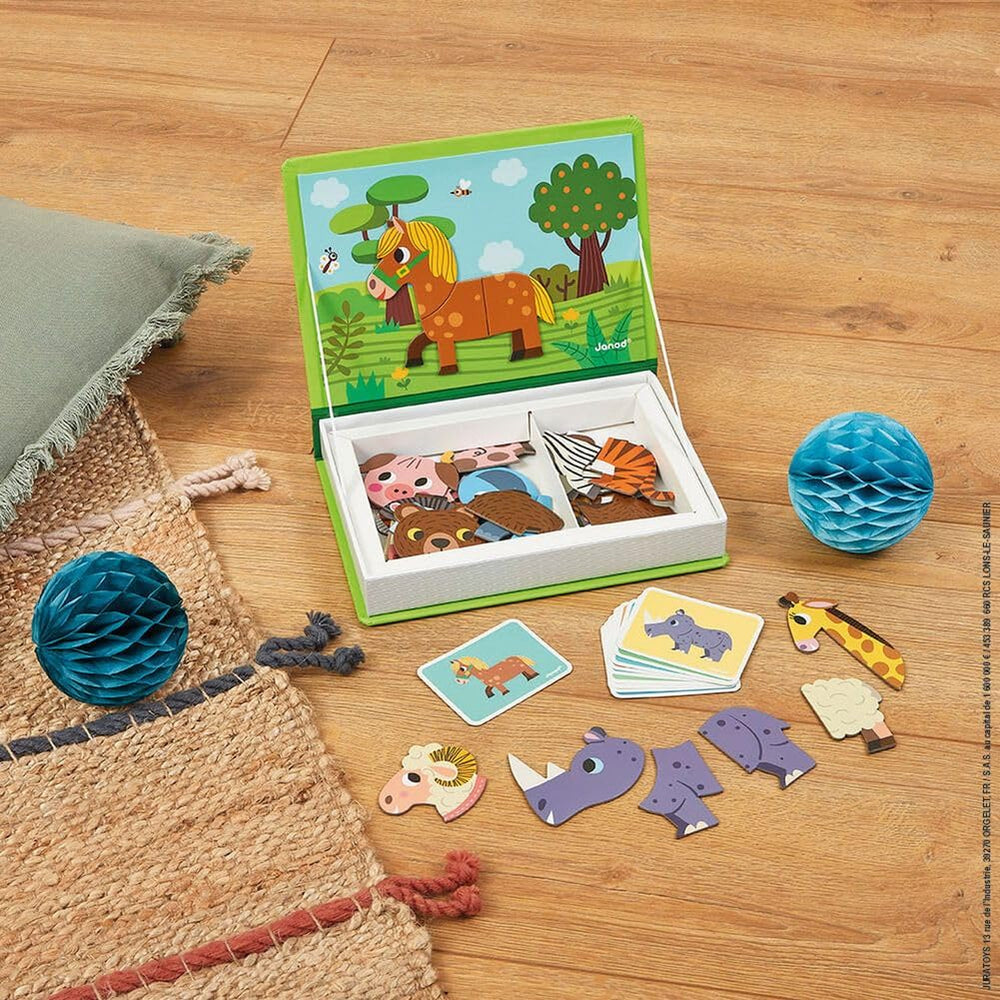 Janod MagnetiBook shelf-ready storage keeps play tidy after journeys