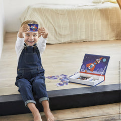 Janod Magneti'Book Universe 70 travel storage box makes on-the-go play easy.