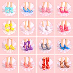 JANYUN 12-inch doll shoes in bright colors for mix-and-match play.