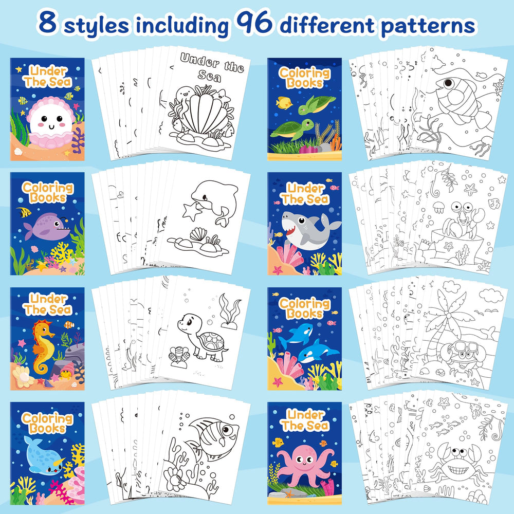 JAPBOR inside pages showing double-sided prints with 96 sea life illustrations