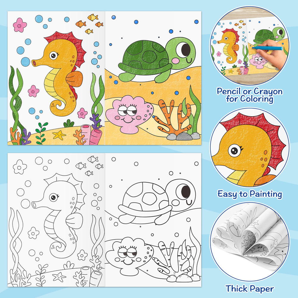 JAPBOR ocean animals mini coloring books with portable, travel-friendly design