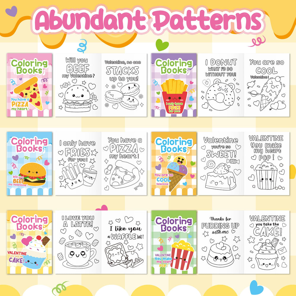 JAPBOR mini coloring book set featuring cakes and ice cream for party favors.