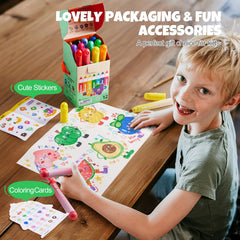 Jar Melo portable storage case with stickers and coloring cards for travel crafts.