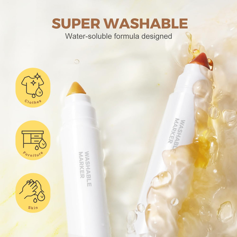 Jar Melo Washable Markers ergonomic barrel fits small hands for comfortable drawing.