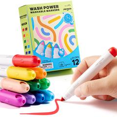 Jar Melo washable markers 12-color pack for mess-free creativity and easy cleanup