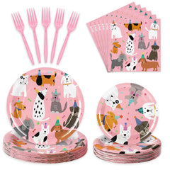 JarThenaAMCS dog birthday plates 9 inch with cute cartoon dogs for festive entertaining