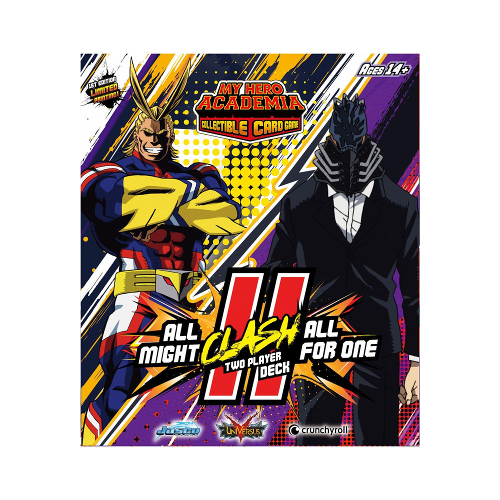 Jasco My Hero Academia All For One card artwork showcasing intense battles