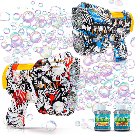 Jasny two-pack bubble guns with dinosaur design for engaging outdoor play.