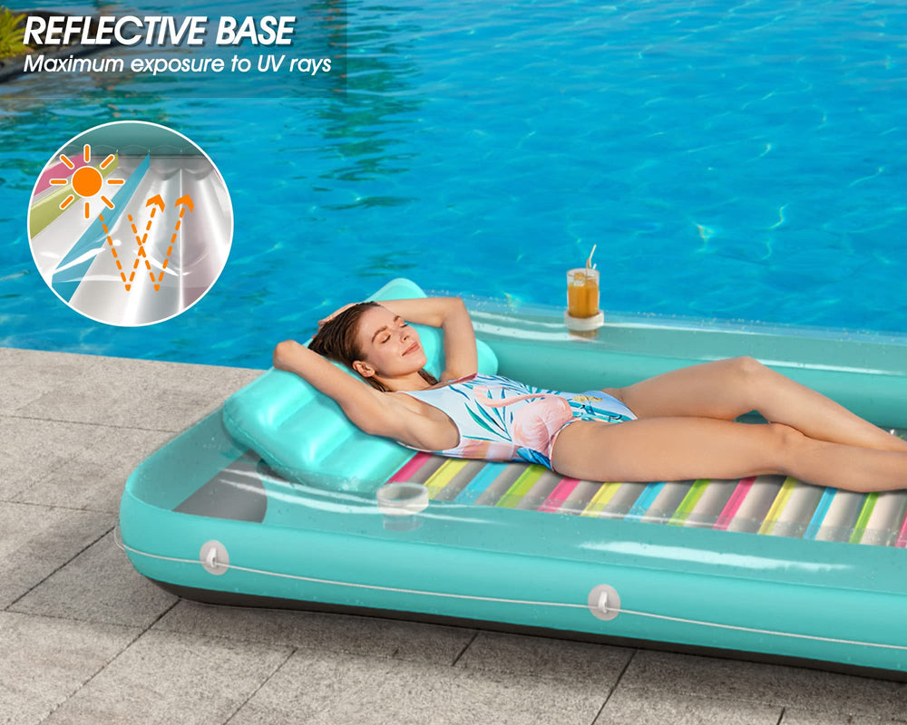 Jasonwell 4-in-1 pool float multi-use image demonstrates lounge and tanning versatility