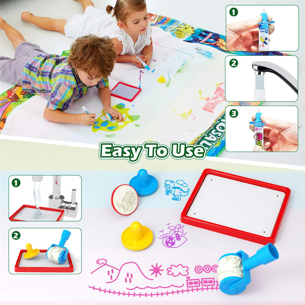 Jasonwell Aqua Water Doodle Mat includes six stamps and a roller for playful textures