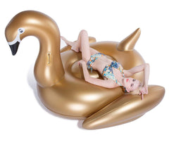 Jasonwell Giant Golden Swan float on water, spacious and inviting for sunny pool days.