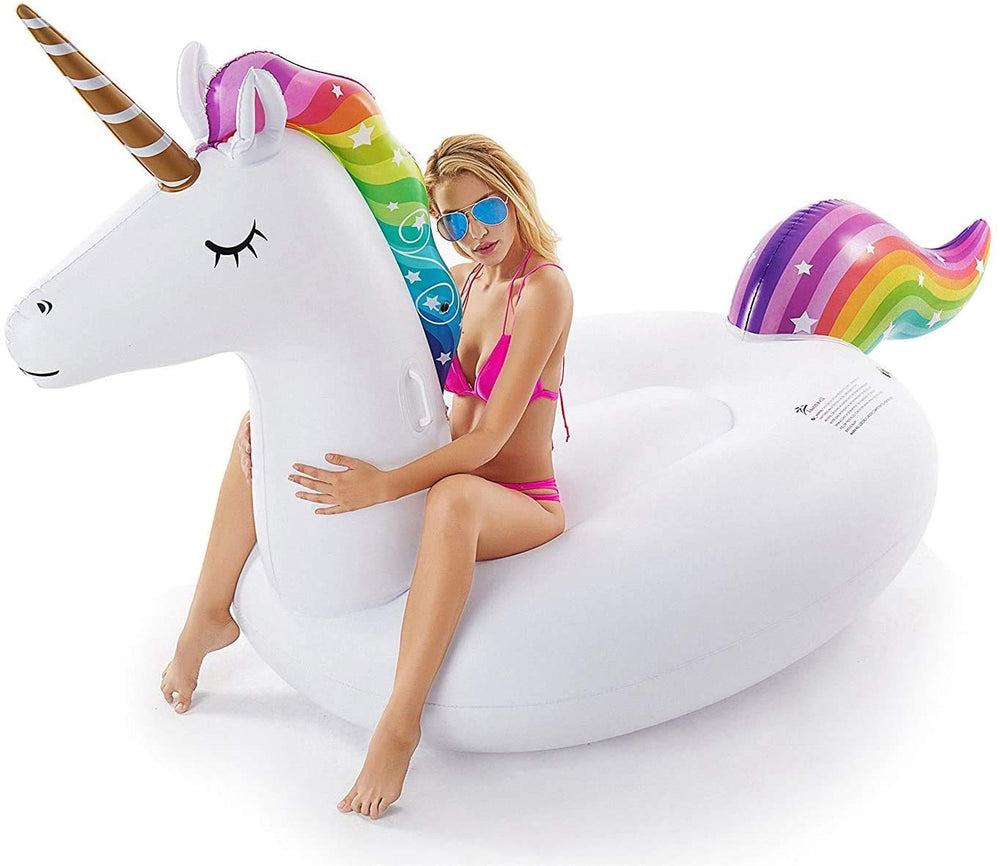Jasonwell unicorn float at a beach party scene adds color and fun