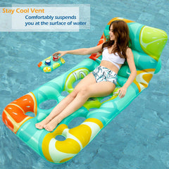 Jasonwell pool float showing tanning position for sunbathing and cooling.