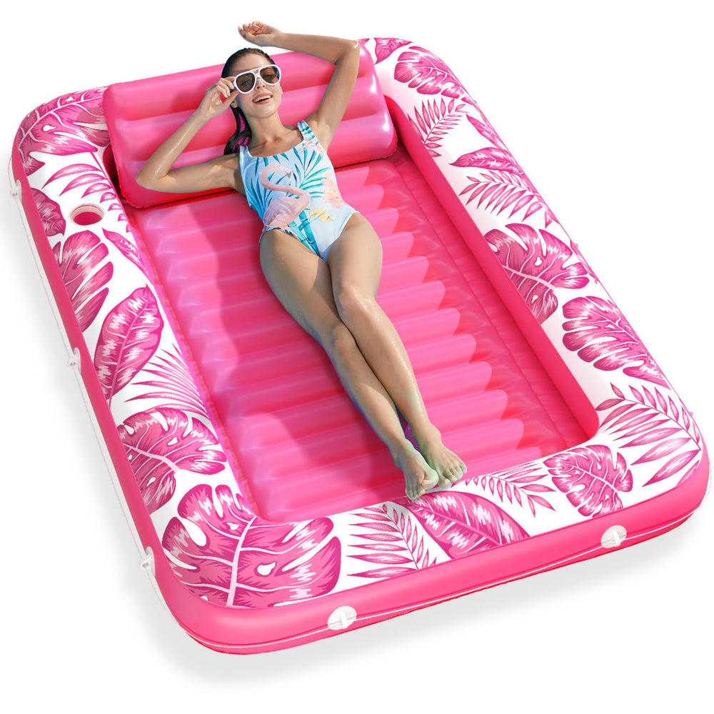 Jasonwell inflatable tanning pool lounger with pillow and base for neck support.