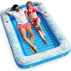 Jasonwell inflatable tanning pool lounger with pillow-neck-support for comfortable lounging