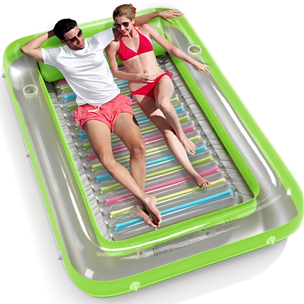 Jasonwell inflatable tanning pool lounger with neck-support pillow for comfortable sunbathing.