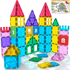Jasonwell magnetic tiles 60pcs set showing colorful blocks for kids' creative play and learning.