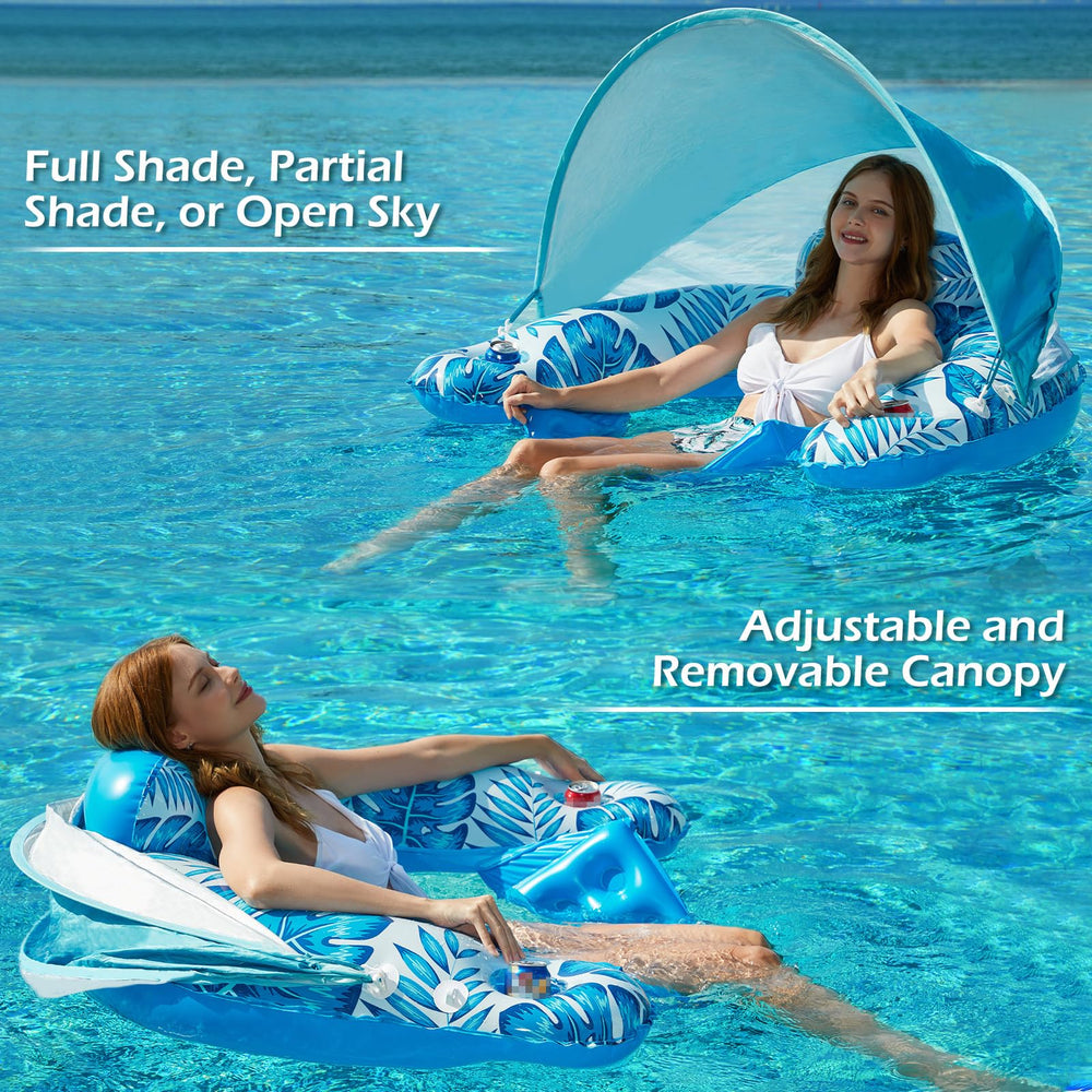 Jasonwell canopy pool float showing ventilated mesh back for airflow.
