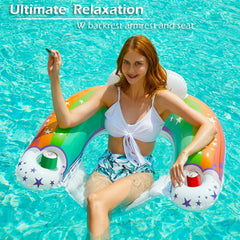 Jasonwell Rainbow-L pool float chair armrest supports steady side lounging