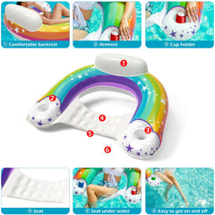 Jasonwell Rainbow-L pool float chair quick setup and use in water