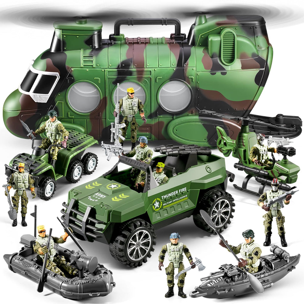 JASSKKBO 56-in-1 army transport helicopter: stimulates imaginative play and fine motor skills.