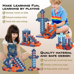 JauniQ magnetic blocks wooden storage box keeps pieces neatly organized.