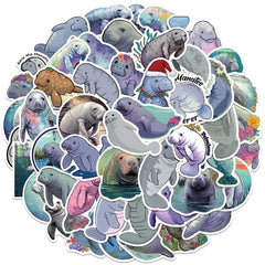 Jaurney Manatee stickers for party favors and DIY crafts.