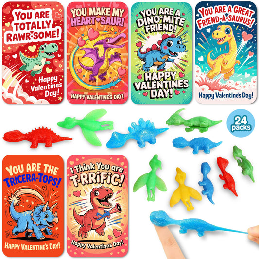 JAXXERO valentines dino card 24-packβperfect for classroom exchanges.