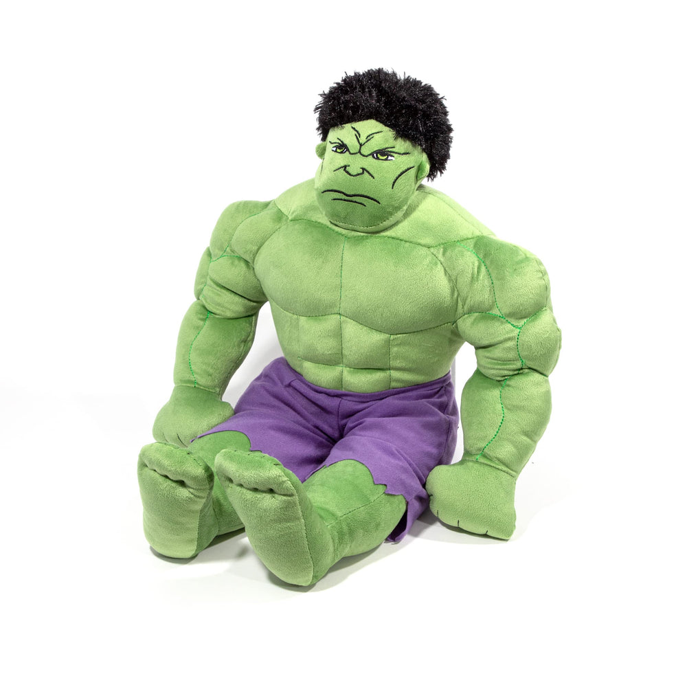 Hulk stuffed toy by Jay Franco offers soft support for bedtime or playtime.