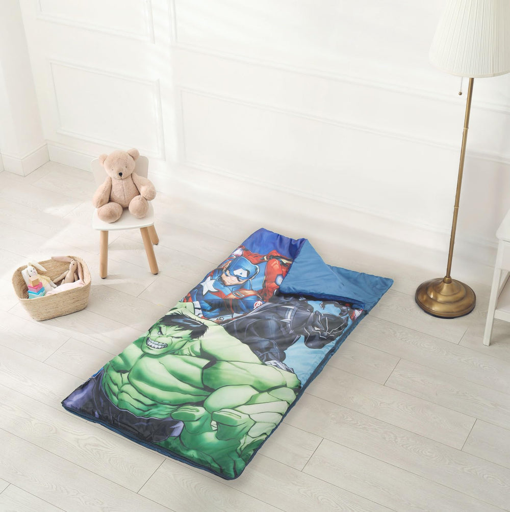 Jay Franco Avengers slumber sack rolled compact for storage and gifting