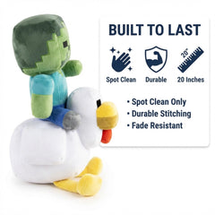 Jay Franco Minecraft zombie-chicken plush decorates a bedside shelf.