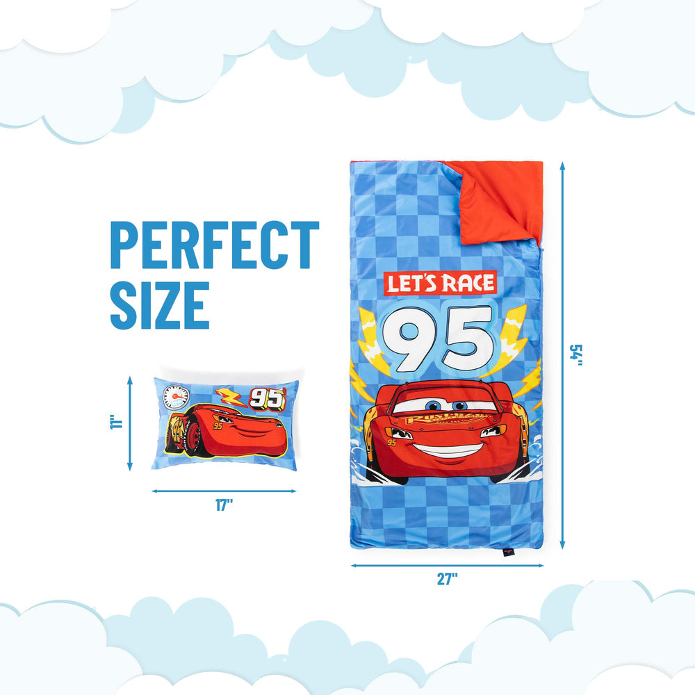 Jay Franco Cars pillow with plush fill for extra comfort.