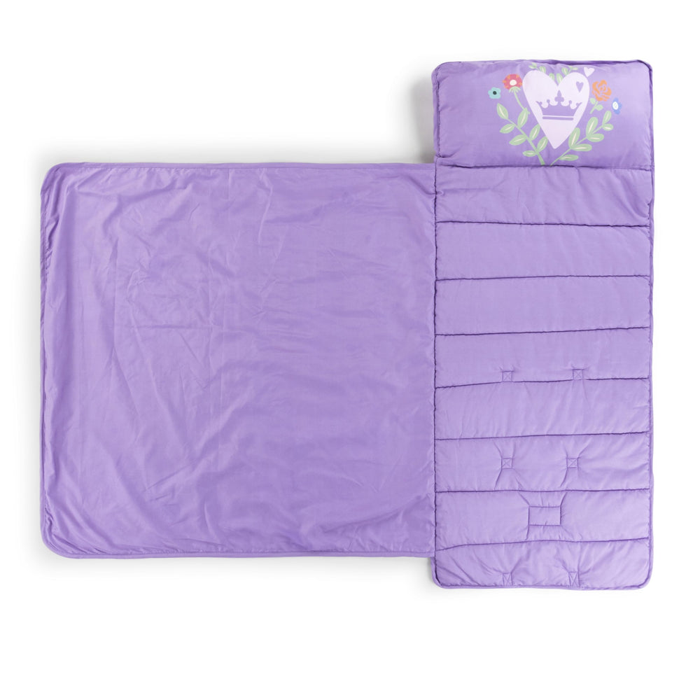 Jay Franco Disney Princess nap mat built-in pillow keeps little sleepers comfy during naps.