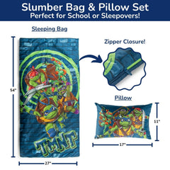 Jay Franco kids pillow 17x11 with TMNT design for extra nap comfort.