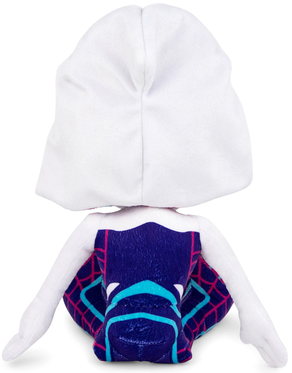 Gwen Ghost-Spider pillow buddy in bedtime scene with hero vibe
