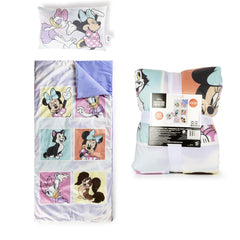 Jay Franco Minnie Mouse slumber bag with vibrant print, ideal for cozy sleepovers.