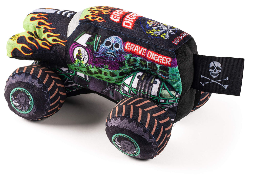 Monster Jam Grave Digger plush toy enhances bedtime decor with a soft, comforting feel