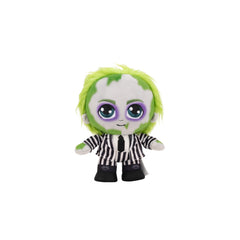 Jazwares Beetlejuice plush in striped suit, ultra-soft cuddle buddy for display or play.