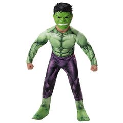 Jazwares Costume Play Marvel Hulk official youth costume front view for active dress-up fun.