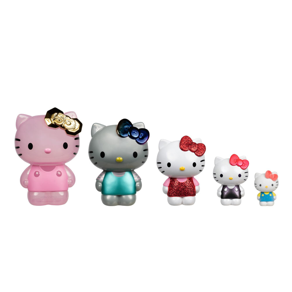 Jazwares Hello Kitty 50th Anniversary nesting figure in transparent finish, ideal for shelf display.