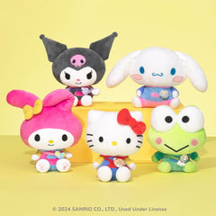 Jazwares Kuromi, My Melody, and Cinnamoroll plushes bring collectible charm.