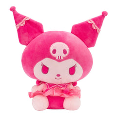Jazwares Kuromi plush front view in pink monochrome ideal for display