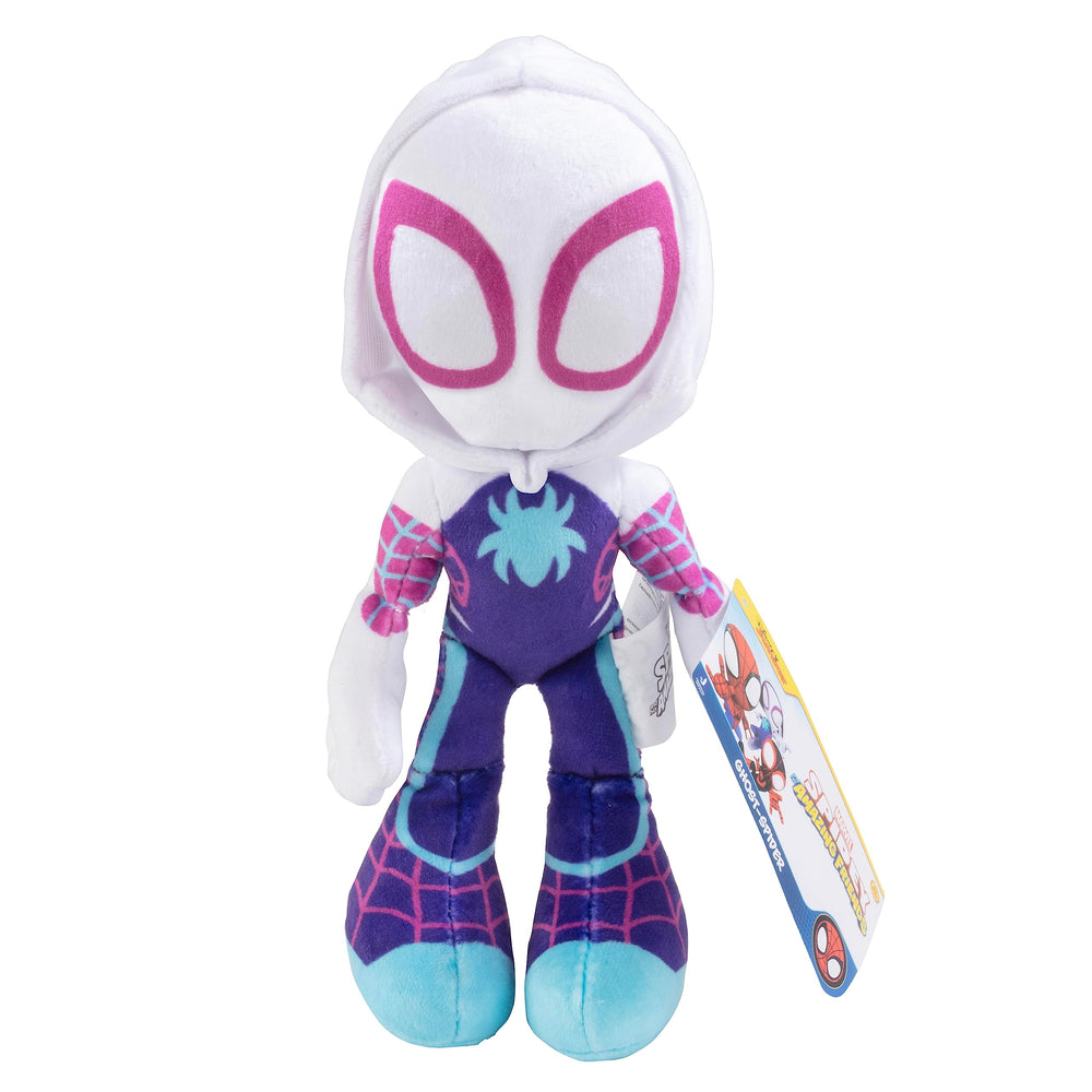 Jazwares Marvel Gwen Stacy Ghost Spider plush front view, ideal for imaginative play.