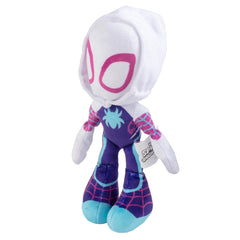 Jazwares Marvel Gwen Stacy Ghost Spider plush with hanging tag, ready for gifting.