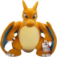 Jazwares Pokemon Charizard 24inch plush features smooth fabric and detailed design.