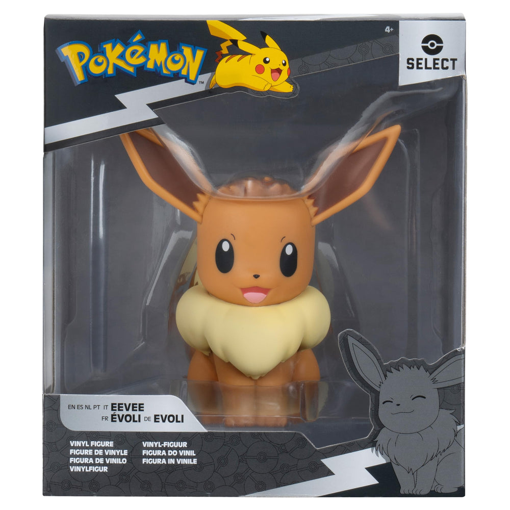 Jazwares Pokémon Eevee Select Figure front view, perfect desk companion for study sessions.